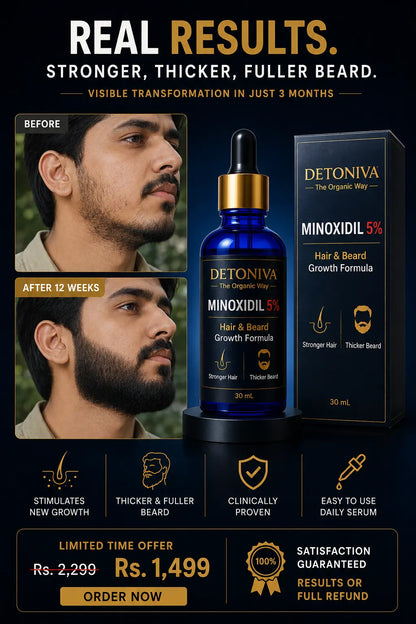 Minaxodil 5% Serum (Hair & Beard) Growth Formula Detoniva